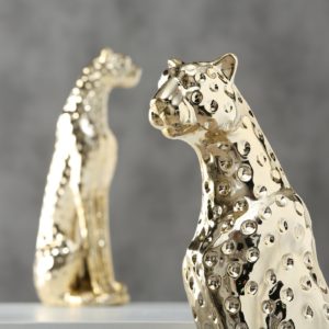 Skulptur Gepard, goldfarben, von Boltze, Höhe 33 bzw. 51cm 4