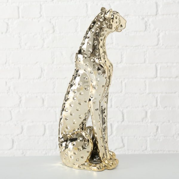 Skulptur Gepard, goldfarben, von Boltze, Höhe 33 bzw. 51cm 3