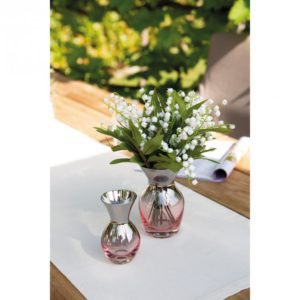 Vase „Lee und Penny", Glas - mundgeblasen, silberfarben / rosa, von Fink (unterschiedliche Größen) 3
