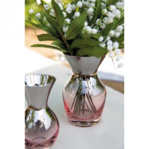 Vase „Lee und Penny", Glas - mundgeblasen, silberfarben / rosa, von Fink (unterschiedliche Größen) 4