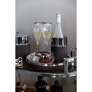 Weinkühler / Getränkeflaschenkühler „Andor", rund, von Fink, Edelstahl, schwarz und silberfarben, D12cmx18cm 3