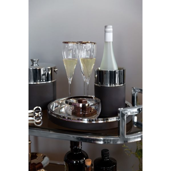 Weinkühler / Getränkeflaschenkühler „Andor", rund, von Fink, Edelstahl, schwarz und silberfarben, D12cmx18cm 1