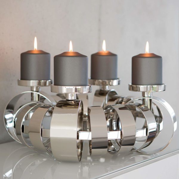 Dekokranz „Anello", Leuchter 4-flammig, von Fink, D40cm, Aluminium 1