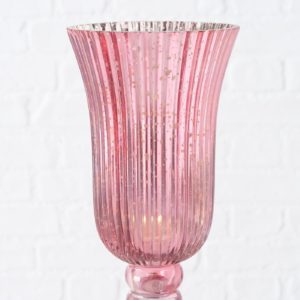 Windlicht „Manou", 3tlg. Set aus lackiertem Glas, pink, transparent, silberfarben 9