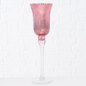 Windlicht „Manou", 3tlg. Set aus lackiertem Glas, pink, transparent, silberfarben 10