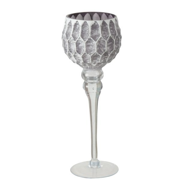 Windlichter „Manou", 3tlg. Set aus lackiertem Glas, hellgrau/ silberfarben, transparent, Höhe 30-40cm, von Boltze 6