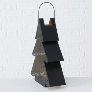 Windlicht „Genoi“, Metall, schwarz, goldfarben, transparent in Tannenbaumform, 36x43cm, von Boltze 7
