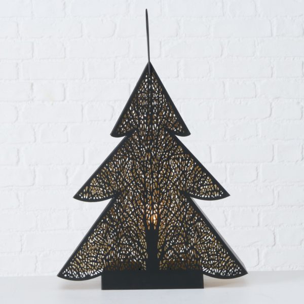 Windlicht „Genoi“, Metall, schwarz, goldfarben, transparent in Tannenbaumform, 36x43cm, von Boltze 3