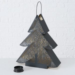Windlicht „Genoi“, Metall, schwarz, goldfarben, transparent in Tannenbaumform, 36x43cm, von Boltze 11