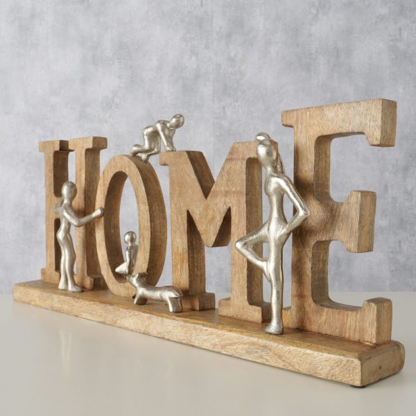 Dekoaufsteller mit Schriftzug „Home“, Mango Holz, Aluminium, 58x8x26cm, von Boltze 2