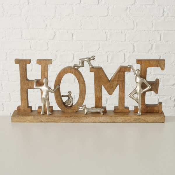 Dekoaufsteller mit Schriftzug „Home“, Mango Holz, Aluminium, 58x8x26cm, von Boltze 8