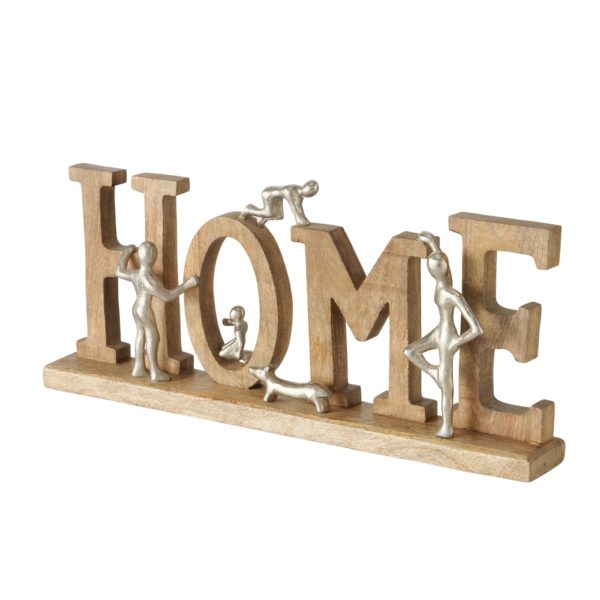 Dekoaufsteller mit Schriftzug „Home“, Mango Holz, Aluminium, 58x8x26cm, von Boltze 1