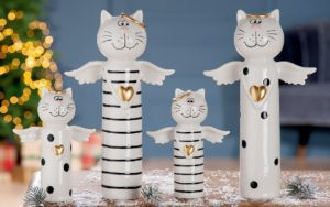 Katzen „Loving", 2er Set, Porzellan, 5x5,5x15cm oder 7,5x9,5x26,5cm (verschiedene Größen), von Gilde 4