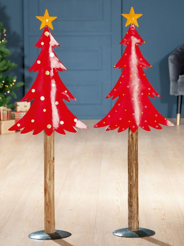 Weihnachtsbaum „Navidad“ in rot mit 2 verschiedenen Ansichten, Höhe 91cm, von Gilde 2