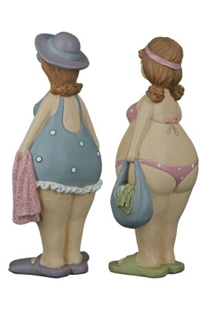 Poly Figur „Molli“, stehend, 2er Set, grau /rosa, 7x9x20cm, von Gilde 6