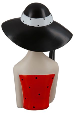 Poly Figur "Lady" mit schwarzem Hut, Höhe 30cm, von Gilde 6