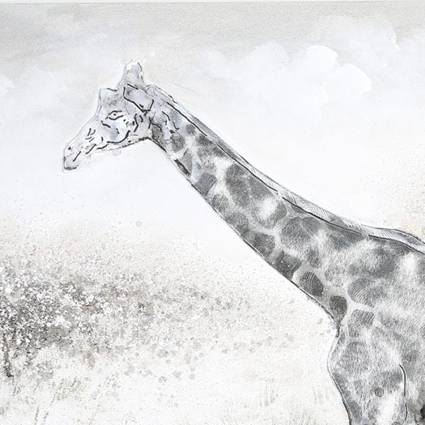 Leinwandbild „Giraffe“ mit Aluminiumapplikationen, 100x80cm, von Gilde 1