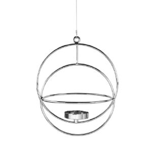 „Lua", Teelichthalter inklusive Glaszylinder, hängend, von Fink, Höhe 29cm, Aluminium vernickelt 7