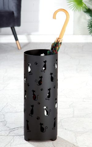 Schirmständer „Cats", Metall pulverbeschichtet, schwarz, D21x55cm, von Gilde 3