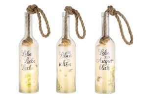 Flaschen mit LED „Frühling" 3er-Set, Timer, H30cm, von Gilde 4