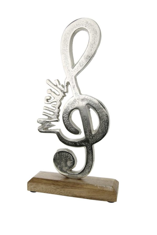 Notenschlüssel „Musik“, Mango Holz, Aluminium, Höhe 29cm, von Gilde 1