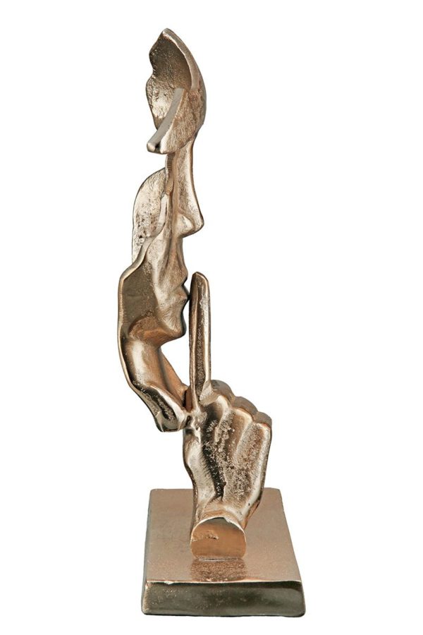 Skulptur „Nostro“ champagnerfarben, von Gilde, Aluminium, 15x15x33cm 3