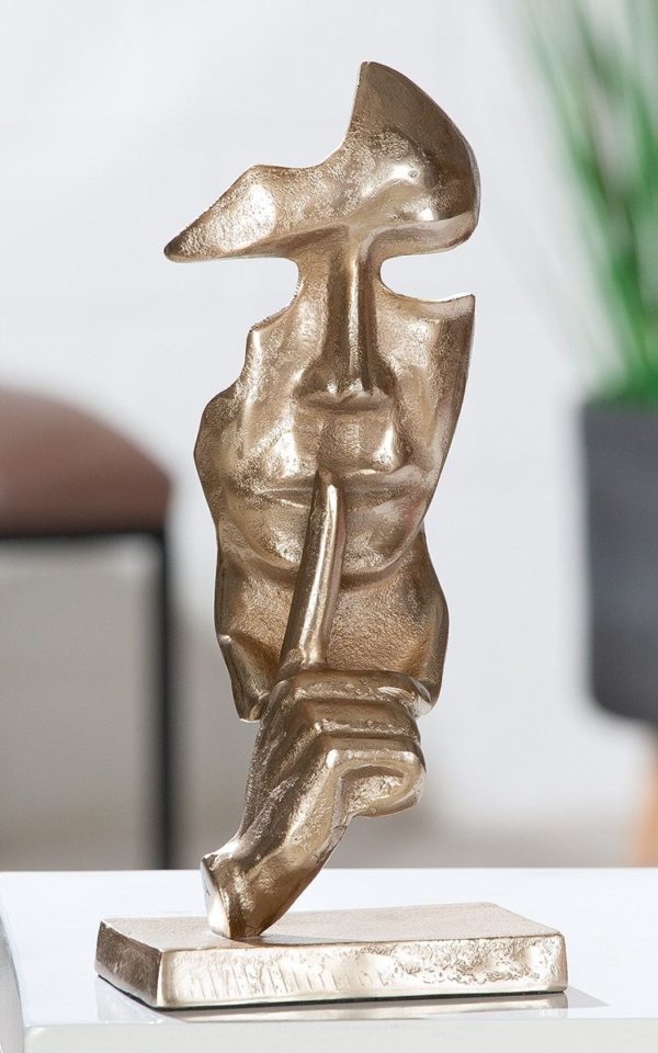 Skulptur „Nostro“ champagnerfarben, von Gilde, Aluminium, 15x15x33cm 2