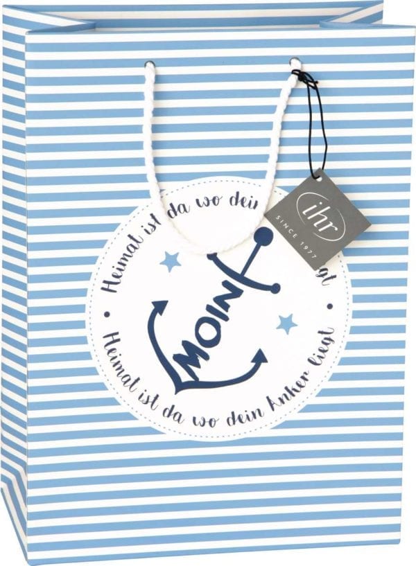 Geschenktasche „Moin“, Anker, blau, von Ihr Ideal Home Range, 10x20x27,5cm 1