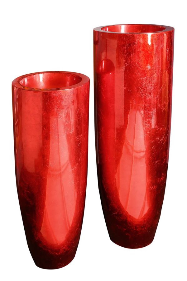 Pflanzgefäß / Vase „ Konus“ in rot (verschiedene Größen), von Gilde 1