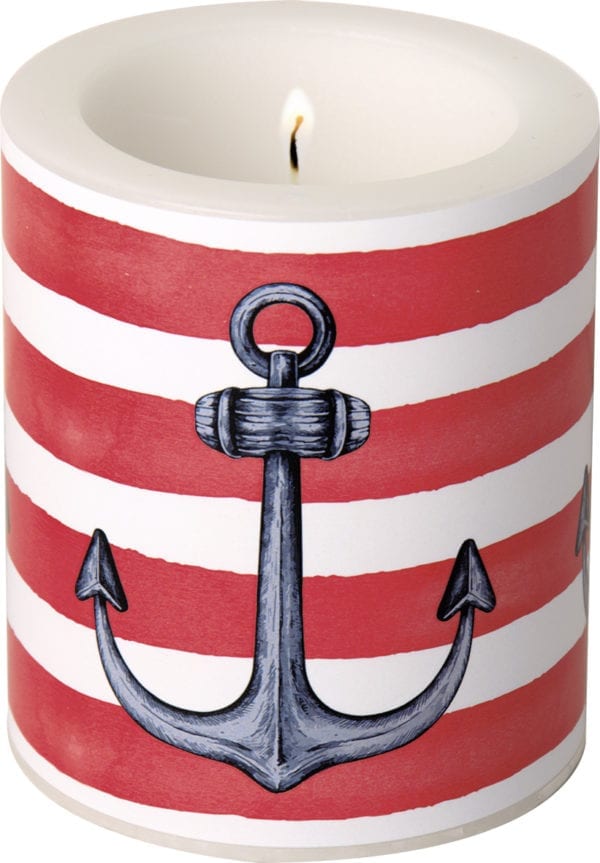 Kerze „Sailor`s Anchor“, rot, Ø 9 x 10,5 cm 1