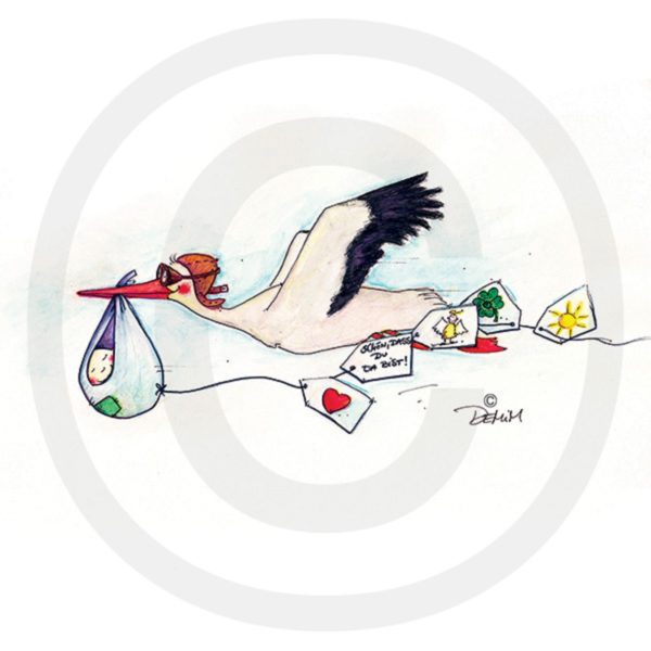 Holzbild: „Storch“, von Sweet Design by Nala, 20x20cm 1