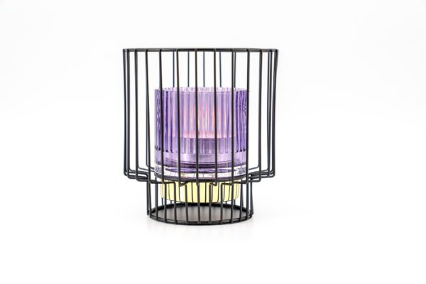 Teelichthalter klein (verschiedene Farben) Glas mit passenden schwarzen Kerzenständer aus Metall 5