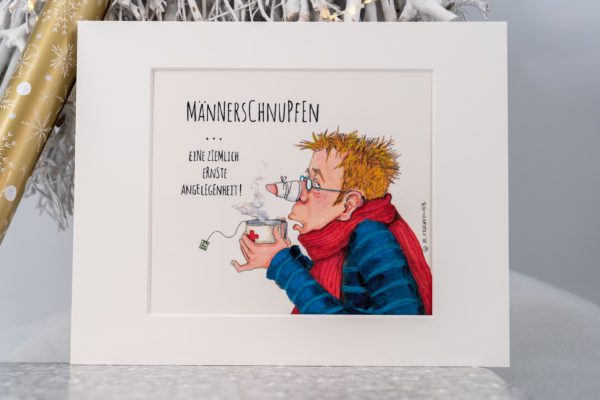 Passepartout Bild: „Männerschnupfen“, 30x24cm, von Sweet Design by Nala 2