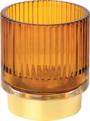 Teelichthalter klein, Höhe 9,5cm, Glas mit goldfarbenen Sockel (verschiedene Farben) 6