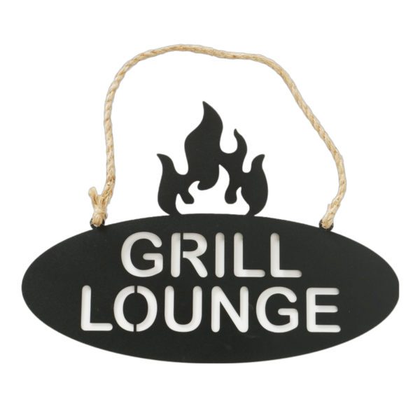 Metallschild „Grill Lounge“, zum Aufhängen, L38cmx27cm, Handarbeit, von Boltze 1